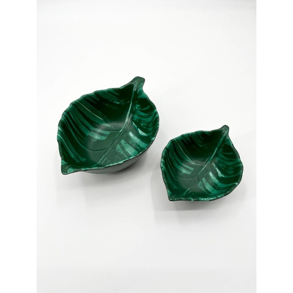 Opalhouse Set of 2 Bamboo Melamine Leaf Mini Snack Bowls Serving Green - Picture 2 of 11